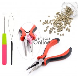 Set Nano Ring Extensii Par cu 100 Inele cu silicon Blond Ash + Cleste, Iglita si Croseta NR002CC